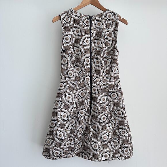 Alice + Olivia Mini Dress 6 Gold Embroidered Patty Tapestry 60s Style Retro Glam - Picture 7 of 16